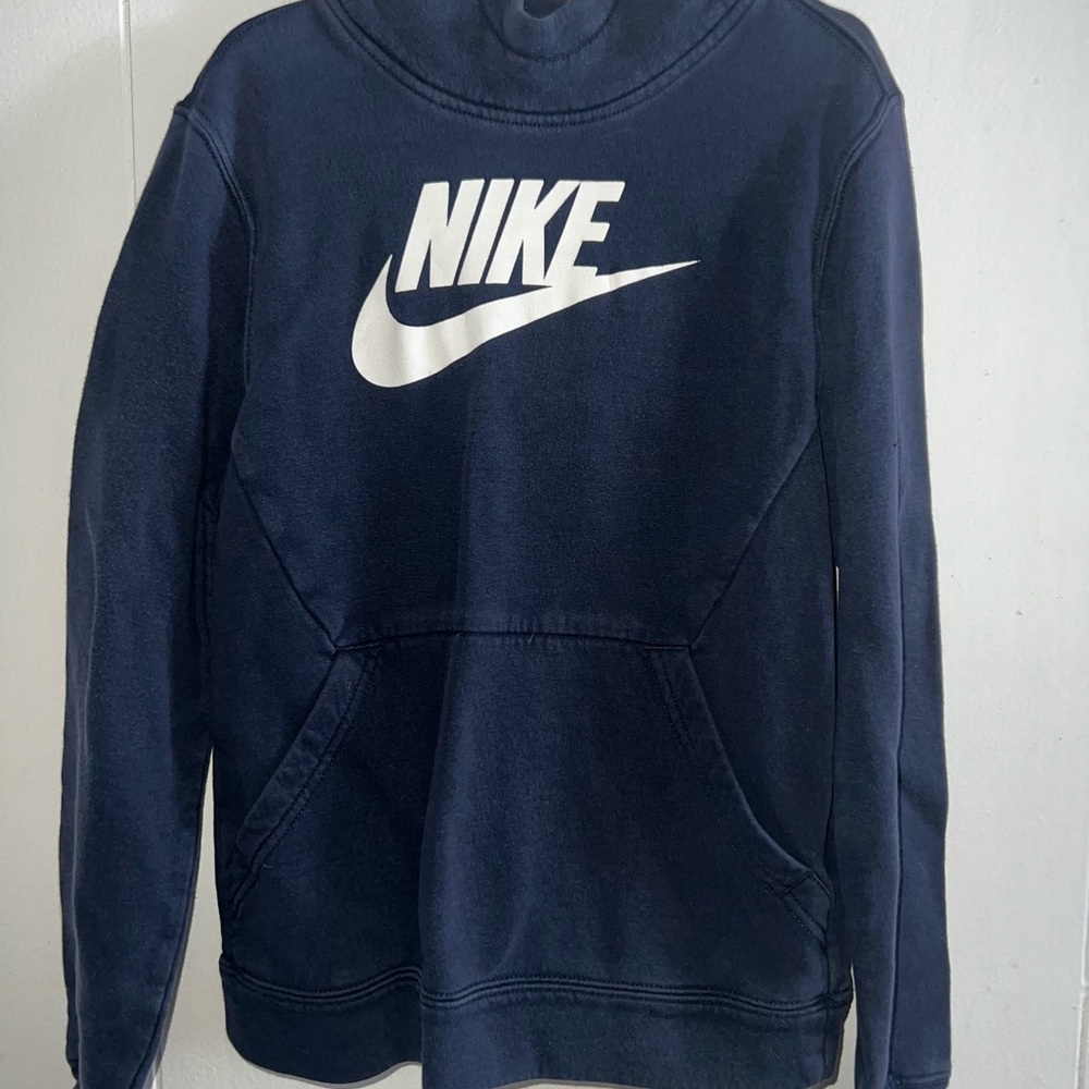 Nike Blue Pullover Hoodie Sweatshirt with Swoosh